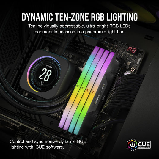 Corsair 32 gb ddr5-6000 (2x 16 gb) kit werkgeheugen (zwart, cmh32gx5m2b6000c38, vengeance rgb, xmp)