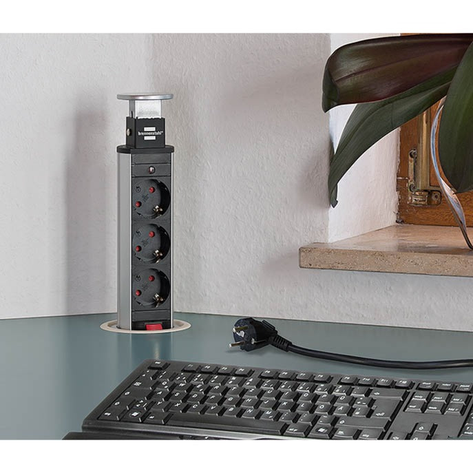 Load image into Gallery viewer, Brennenstuhl tower power stekkerdoos stekkerdoos (zilver zwart)

