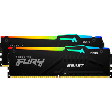 Kingston fury beast rgb 32 gb ddr5-6000 (2x 16 gb) werkgeheugen (zwart, kf560c30bbeak2-32, xmp 3.0, expo 1.1)