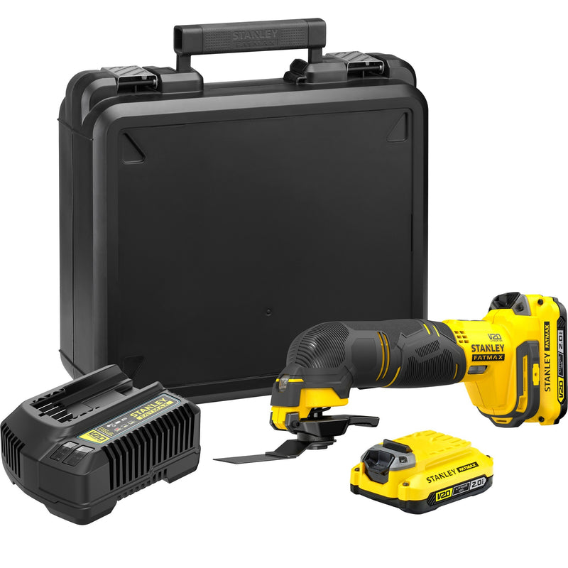 Load image into Gallery viewer, Stanley fatmax v20 18v multitool multifunctioneel gereedschap (geel zwart, koffer, 2 accu's (2.0ah) en oplader (2a) inbegrepen)
