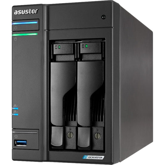 Asustor lockerstor 2 as6702t nas (zwart, 2x lan, hdmi, usb)