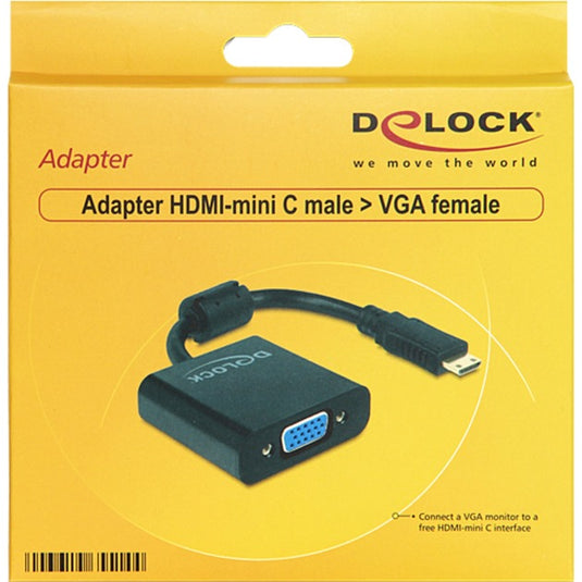 Delock mini hdmi-c (male) > vga (female) adapter (zwart, 0,24 meter)