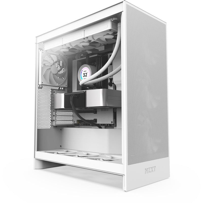 Load image into Gallery viewer, Nzxt h7 flow (2024) midi tower behuizing (wit | 2x usb-a | 1x usb-c | tempered glass)
