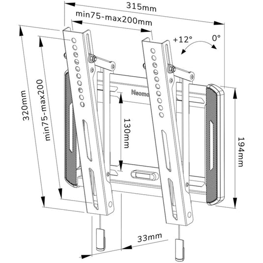 Neomounts wl35-550bl12 tv wandsteun wandmontage (zwart)