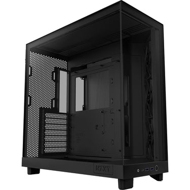 Nzxt h6 flow midi tower behuizing (zwart | 2x usb-a | 1x usb-c | tempered glass)