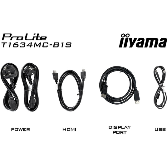 Iiyama prolite t1634mc-b1s 16 touchscreen monitor (zwart (mat), hdmi, displayport, vga)