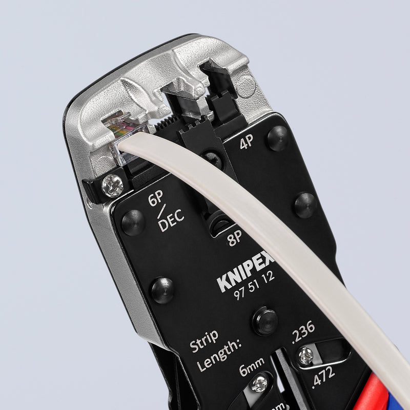 Load image into Gallery viewer, Knipex krimptang 97 51 12 sb (blauw rood, rj-10, rj-11 12 en rj-45)
