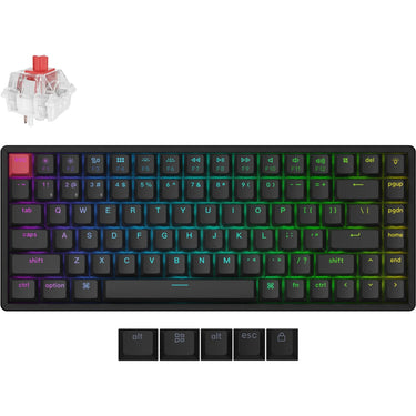 Keychron k2 qmk-j1 rgb mechanisch toetsenbord (zwart, us lay-out (qwerty), super red, 75%, rgb leds, cherry double-shot pbt, hot swap, bluetooth 5.2 | usb-c)