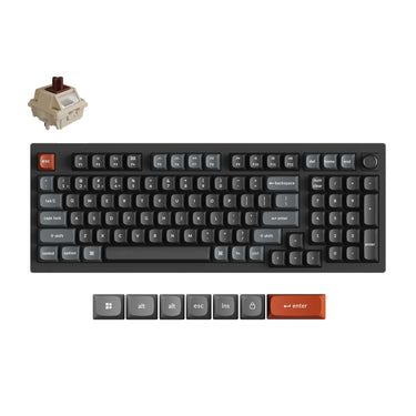 Keychron v5 ultra 8k wireless custom mechanical keyboard (zwart, us lay-out (qwerty), silk pom brown, 96%, rgb, hot swap, 2.4 ghz | bluetooth 5.3 | usb-c)
