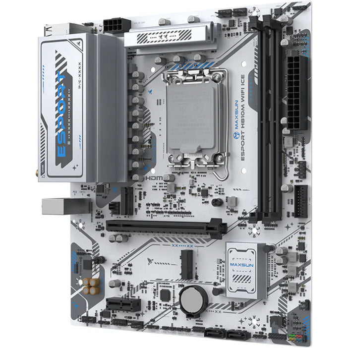 Afbeelding laden in galerijviewer, Maxsun ms-esport h810m wifi ice socket 1851 moederbord (wit, 2.5 gb-lan, wlan, bt, sound, µatx)
