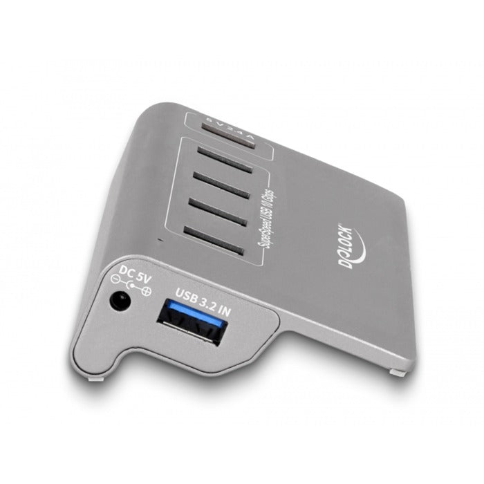 Load image into Gallery viewer, Delock usb-hub 10 gbps met 4 usb-a + 1 quick charge poort (grijs, incl. voeding)
