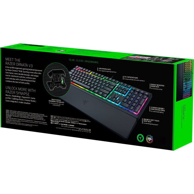 Load image into Gallery viewer, Razer ornata v3 low profile rgb mechanisch gaming toetsenbord (zwart, us lay-out (qwerty), hybrid-mecha-membrane, 100%, rgb leds, abs)
