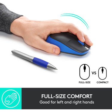 Logitech m190 full-size wireless mouse (blauw, 1000 dpi)