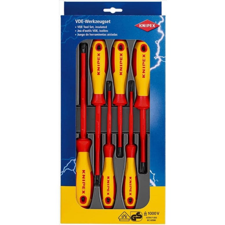 Load image into Gallery viewer, Knipex schroevendraaierset 00 20 12 v01 vde (rood geel, 6-delig)
