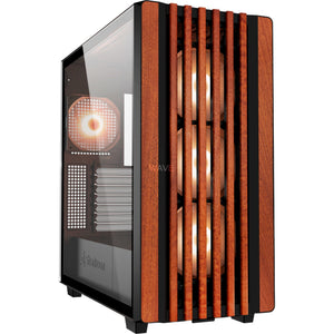Sharkoon rebel c70g rgb midi tower behuizing (zwart houtkleur | 2x usb-a | 1x usb-c | rgb | tempered glass)