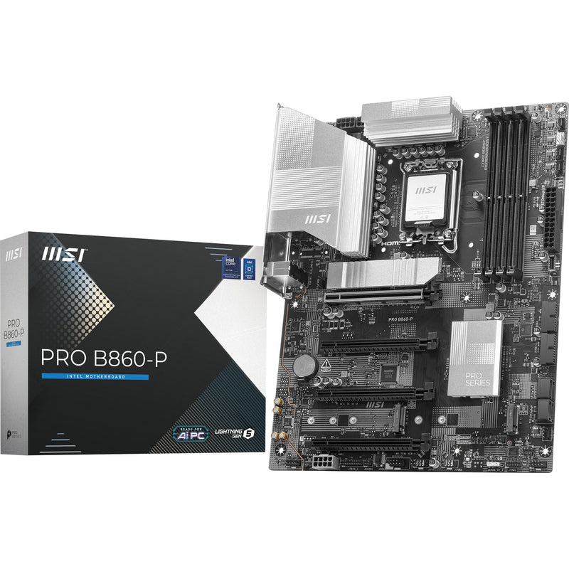 Load image into Gallery viewer, Msi pro b860-p socket 1851 moederbord (zilver, raid, 5gb-lan, sound, atx)
