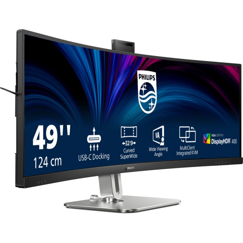 Load image into Gallery viewer, Philips 49b2u6900ch 48.8 curved ultrawide monitor (donkergrijs zilver, 2x hdmi, displayport, 4x usb-a, 3x usb-c, rj-45)
