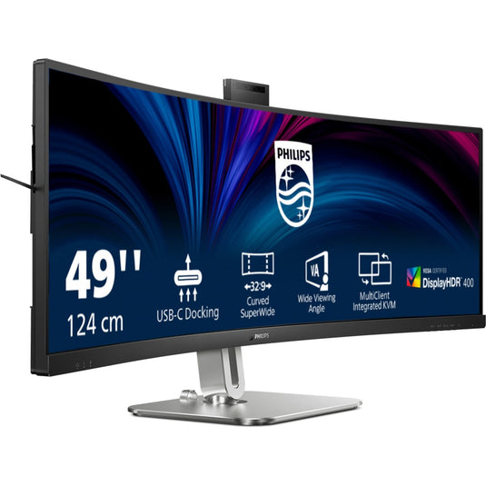 Philips 49b2u6900ch 48.8 curved ultrawide monitor (donkergrijs zilver, 2x hdmi, displayport, 4x usb-a, 3x usb-c, rj-45)
