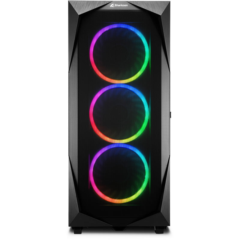Load image into Gallery viewer, Sharkoon rev300 midi tower behuizing (zwart | 4x usb-a | 1x usb-c | rgb | tempered glass)
