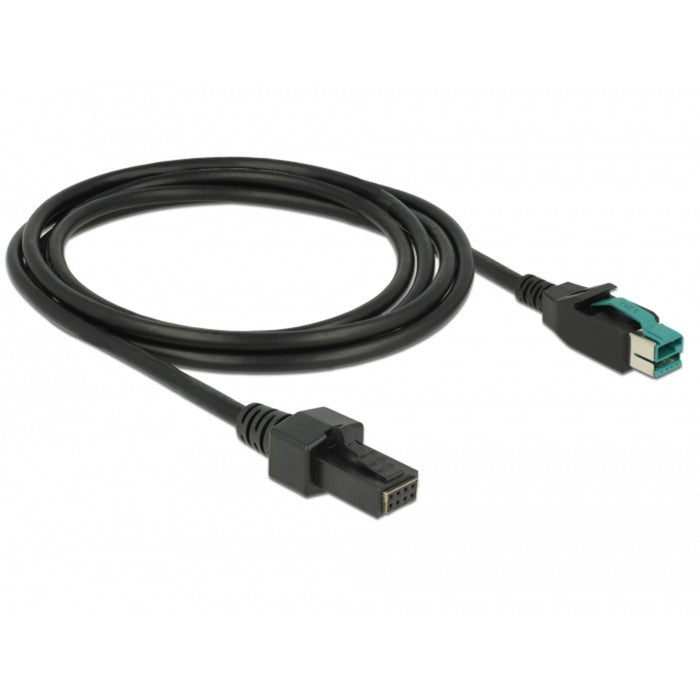 Load image into Gallery viewer, Delock poweredusb kabel male 12 v > 2 x 4 pin male voor pos printers en terminals (zwart, 2 meter)
