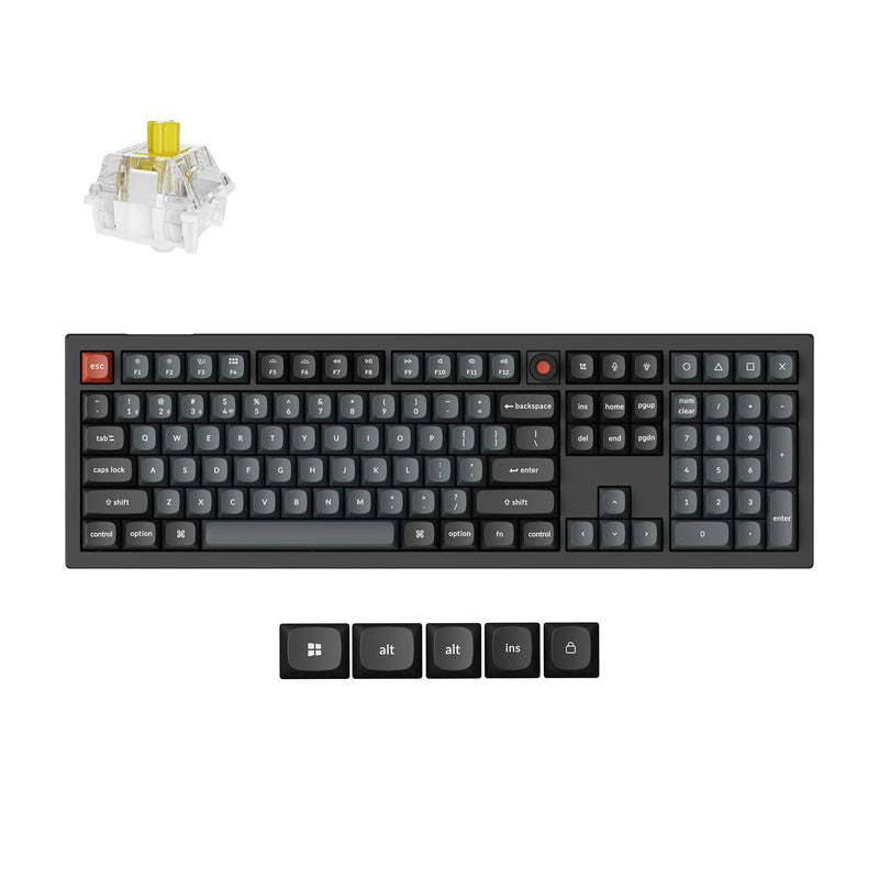 Load image into Gallery viewer, Keychron v6w-d4 8k qmk wired custom mechanical keyboard (zwart, us lay-out (qwerty), super banana, 100%, rgb leds, double-shot pbt, hot swap, 8k, knop)
