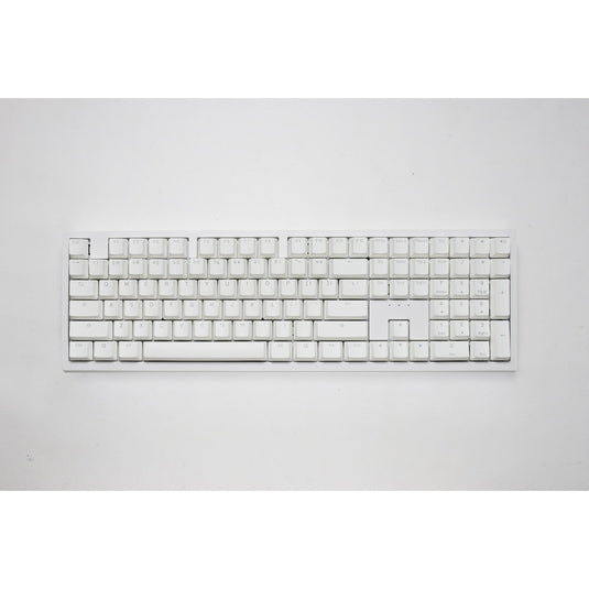 Ducky zero 6108 pure white rgb mechanisch gaming toetsenbord (wit, us lay-out (qwerty), cherry mx2a speed silver, 100%, rgb leds, double-shot pbt, hot swap, 2.4ghz | bluetooth | usb-c)
