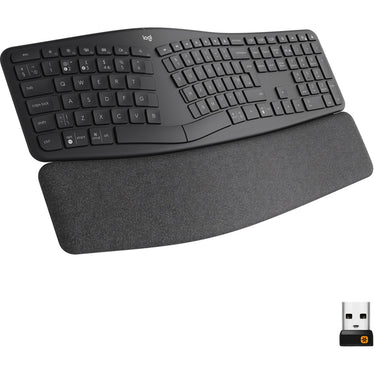Logitech k860 ergo keyboard (zwart, 100%, bluetooth, us international iso)