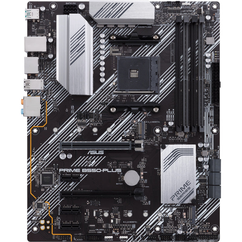 Load image into Gallery viewer, Asus prime b550-plus socket am4 moederbord (zwart zilver, raid, gb-lan, sound, atx)
