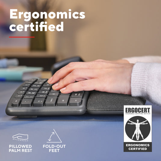 Trust keyra draadloos ergonomisch toetsenbord (zwart, us lay-out, bluetooth 2.4g usb)