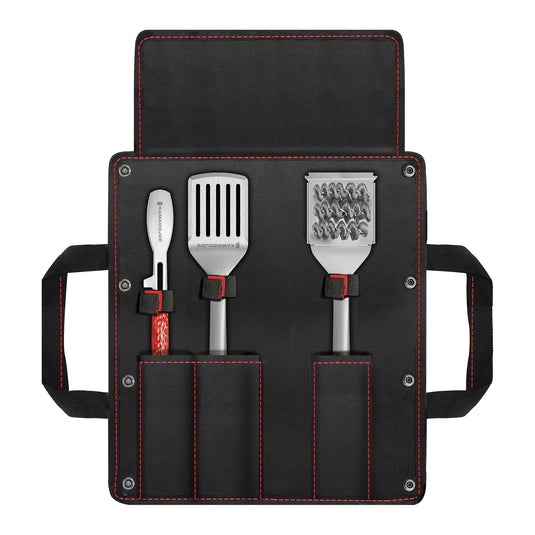 Kamado joe krafted stalen grillgereedschap accessoire set grillbestek (3-delig, inclusief canvas draagtas)