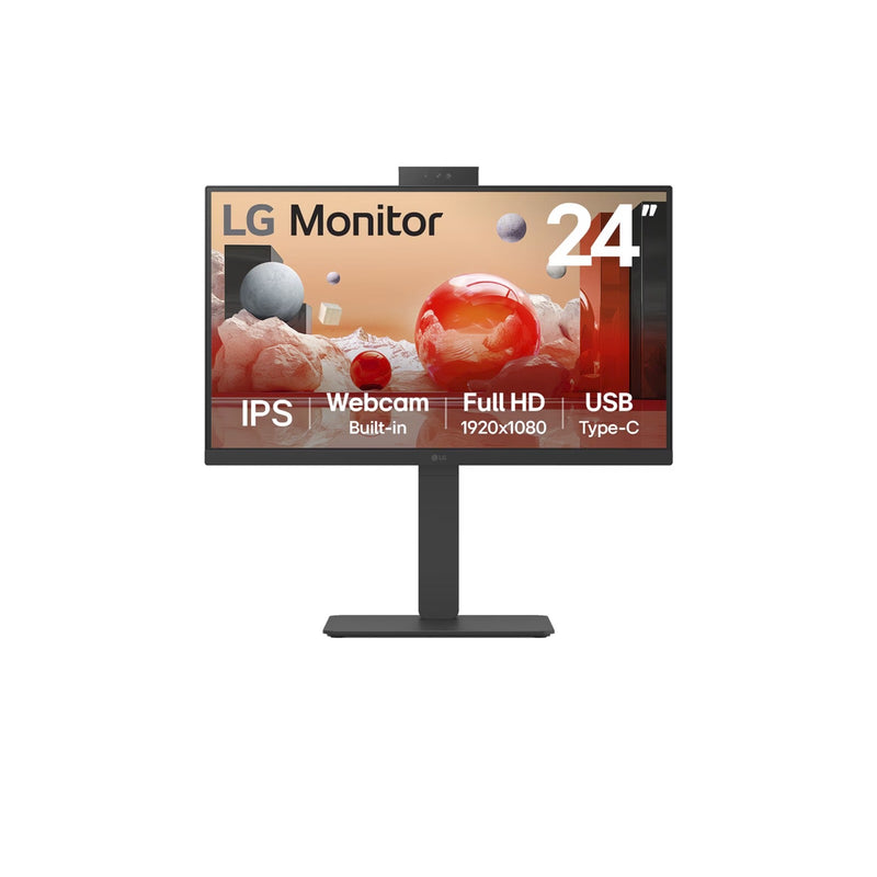 Load image into Gallery viewer, Lg 24ba850 23.8 monitor (zwart, hdmi, displayport, audio, lan, usb-c, webcam)
