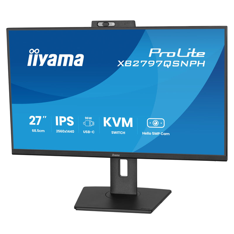 Load image into Gallery viewer, Iiyama prolite xb2797qsnph-b1 27 monitor (zwart, hdmi, displayport, usb-c, lan, audio, webcam)
