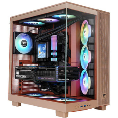 Thermaltake view 380 xl tg argb gravel sand midi tower behuizing (lichtbruin | 2x usb-a | 1x usb-c | rgb | window)