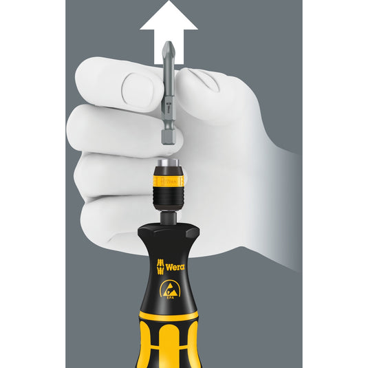 Wera bits-handhouder 813 r schroevendraaier (zwart geel, esd, niet magnetisch, 90mm)