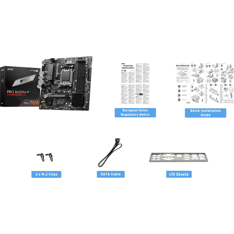 Load image into Gallery viewer, Msi pro b650m-p socket am5 moederbord (zwart, raid, 2.5 gb-lan, sound, µatx)
