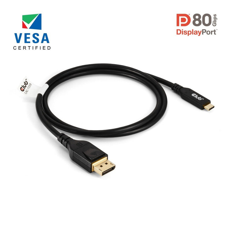 Afbeelding laden in galerijviewer, Club 3d usb-c naar displayport dp80 bidirectioneel adapter (zwart, 1 meter, vesa-gecertificeerd)
