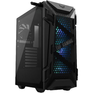 Asus tuf gaming gt301 midi tower behuizing (zwart | 2x usb-a | rgb | tempered glass)