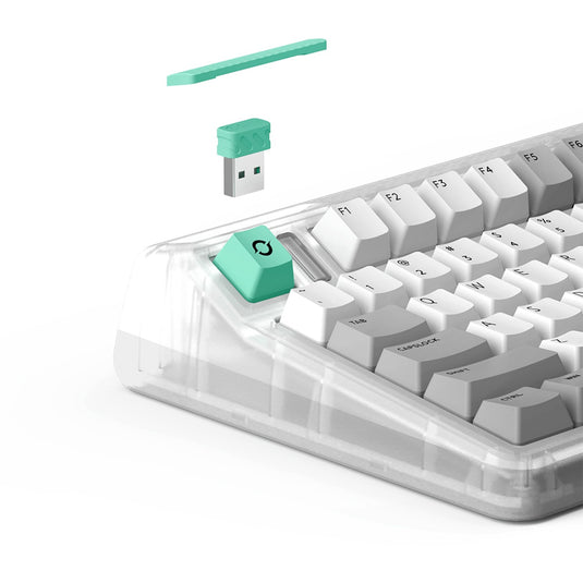 Iqunix og80 wormhole wireless mechanical keyboard (grijs, us lay-out (qwerty), cherry mx red, 80% (tkl), rgb leds, hot-swappable, pbt, 2.4ghz | bluetooth 5.1 | usb-c)