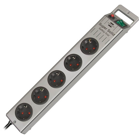 Brennenstuhl super solid-line stekkerdoos 5-voudig stekkerdoos (zilver, 2,5 meter)