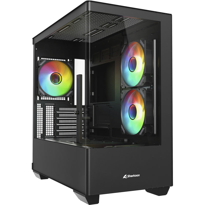 Load image into Gallery viewer, Sharkoon elite shark cm100 midi tower behuizing (zwart | 2x usb-a | 1x usb-c | rgb | tempered glass)

