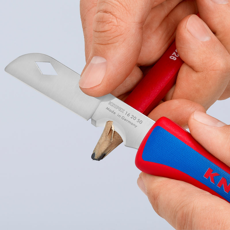 Load image into Gallery viewer, Knipex electriciën zakmes 16 20 50 sb (rood blauw, lengte 120mm)
