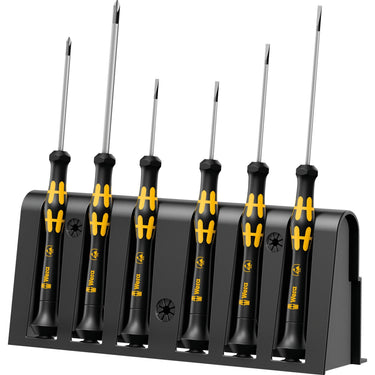 Wera micro esd schroevendraaierset met rek (zwart geel, 6-delig)