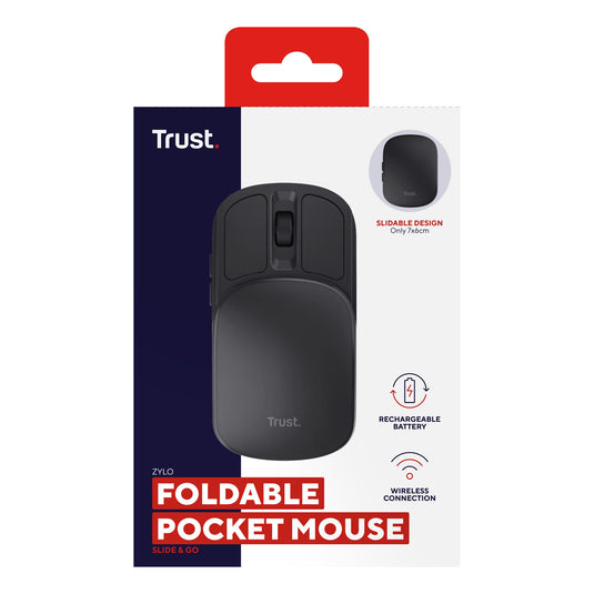 Trust zylo inschuifbare, draagbare zakmuis (zwart, 1000 - 2400 dpi)