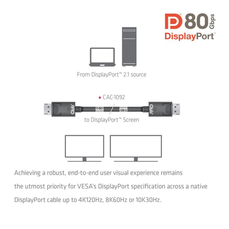 Load image into Gallery viewer, Club 3d gecertificeerde displayport 2.1 kabel (zwart, 1,6 meter, 10k)
