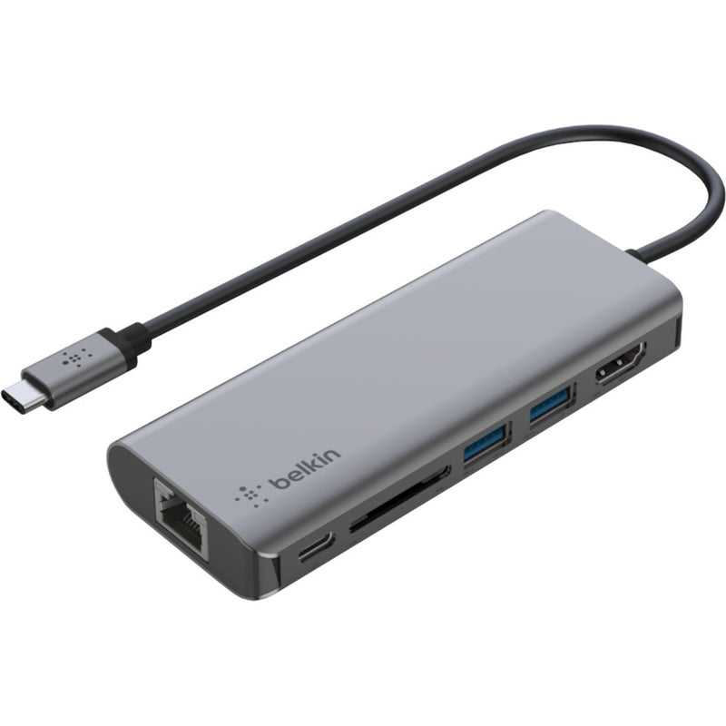 Load image into Gallery viewer, Belkin connect meerpoorts 6-in-1 usb-c hub dockingstation (zilver)
