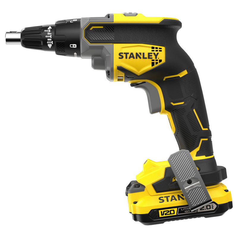 Load image into Gallery viewer, Stanley brushless 18v v20 gipsplaatschroevendraaier set schroeftol (zwart geel, accu en oplader inbegrepen)

