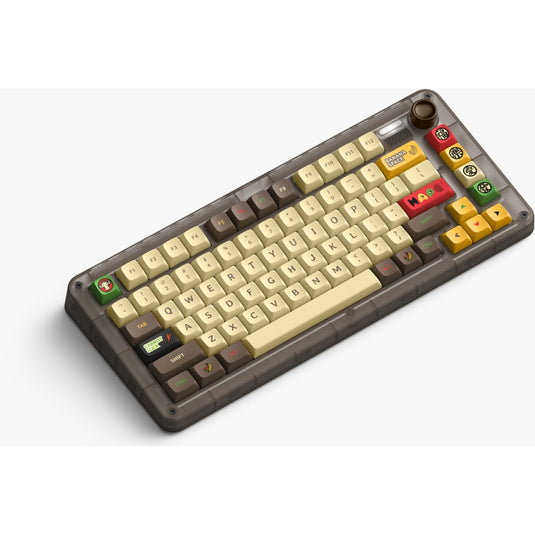 Iqunix zx75 happy ape wireless mechanical keyboard, gaming toetsenbord (bruin geel, us lay-out, ttc holy panda, rgb leds, 75%, hot-swappable, double-shot pbt, 2.4ghz | bluetooth 5.1 | usb-c)