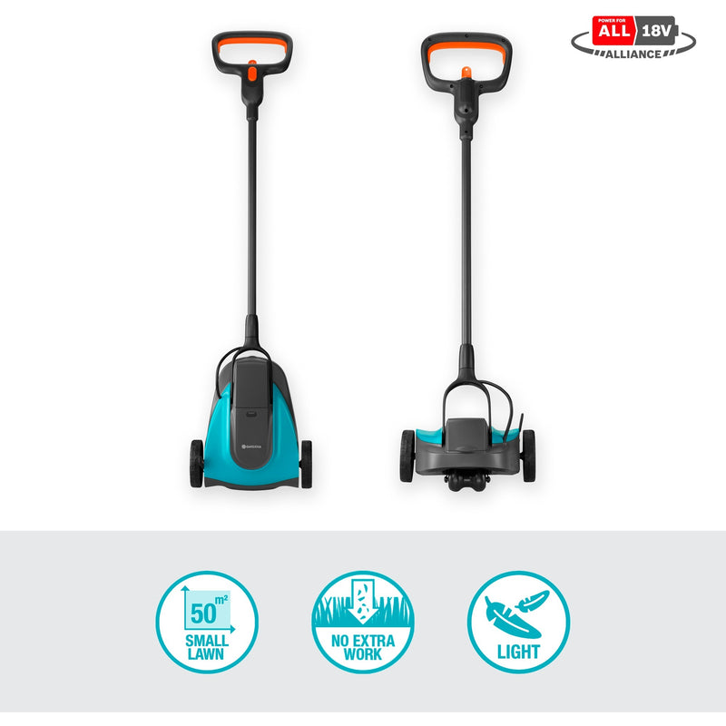 Load image into Gallery viewer, Gardena handymower 22 18v p4a set grasmaaier (grijs turquoise, 14620-20, accu inbegrepen)

