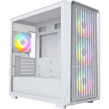 Montech x5m midi tower behuizing (wit | 2x usb-a | 1x usb-c | rgb | tempered glass)
