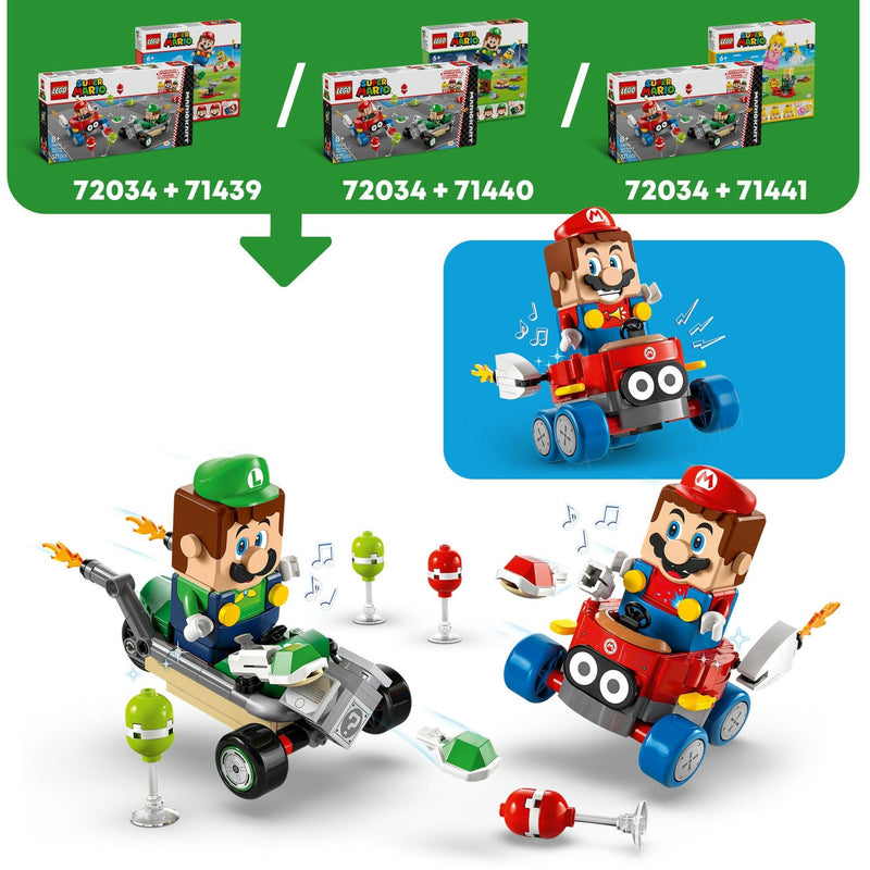 Afbeelding laden in galerijviewer, Lego super mario - mario kart - baby mario vs. baby luigi constructiespeelgoed (72034)

